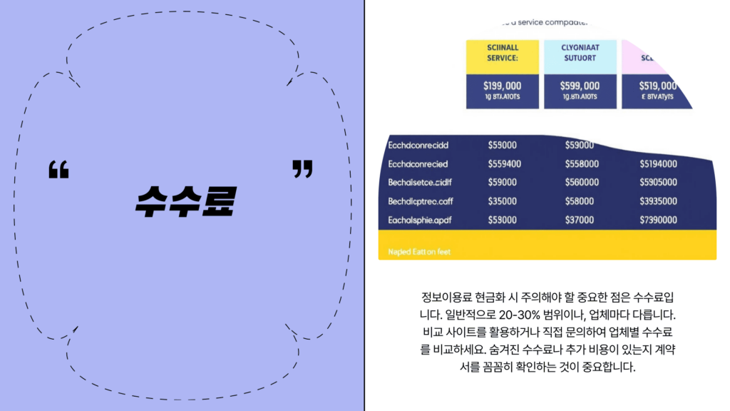 정보이용료현금화 수수료